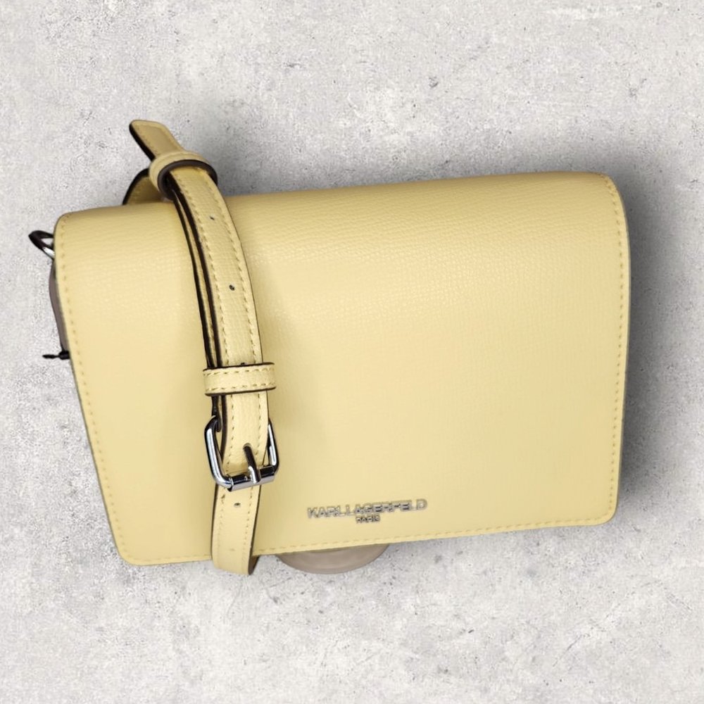 Karl Lagerfeld Paris Connie Crossbody Faux Pebbled Leather - Butter (yellow)-NWT